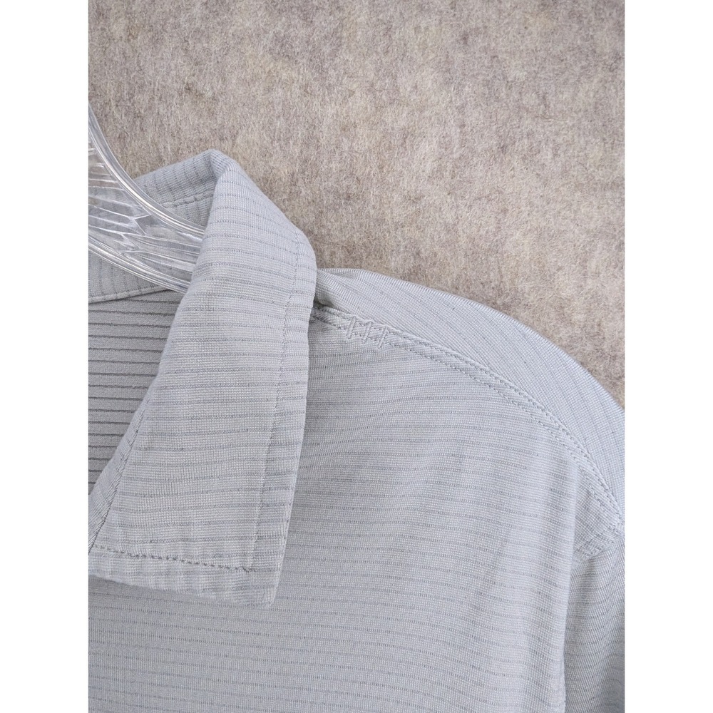 Lululemon Men Long Sleeve Striped Polo Shirt Light Gray Athletic Size Small - Picture 3 of 4